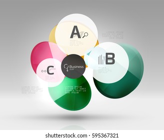 Circle geometric abstract background, colorful business or technology design for web on white with sample text