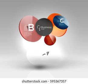 Circle geometric abstract background, colorful business or technology design for web on white with sample text