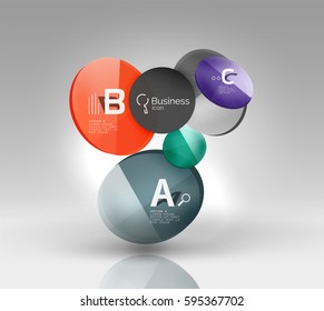 Circle geometric abstract background, colorful business or technology design for web on white with sample text