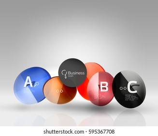 Fondo abstracto geométrico circular, diseño comercial o tecnológico colorido para web sobre blanco con texto de muestra
