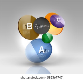Circle geometric abstract background, colorful business or technology design for web on white with sample text