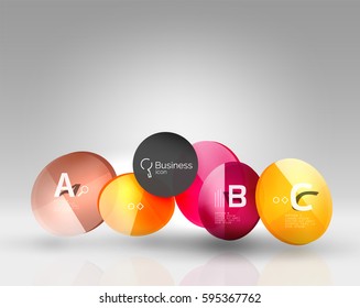Circle geometric abstract background, colorful business or technology design for web on white with sample text