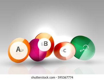 Circle geometric abstract background, colorful business or technology design for web on white with sample text