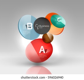 Circle geometric abstract background, colorful business or technology design for web on white with sample text