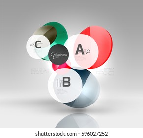 Circle geometric abstract background, colorful business or technology design for web on white with sample text