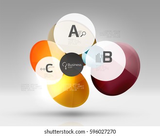 Circle geometric abstract background, colorful business or technology design for web on white with sample text