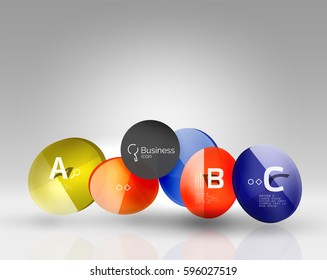 Circle geometric abstract background, colorful business or technology design for web on white with sample text