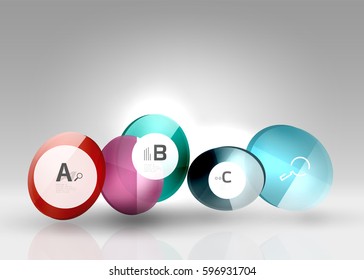 Circle geometric abstract background, colorful business or technology design for web on white with sample text