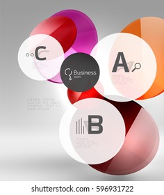 Circle geometric abstract background, colorful business or technology design for web on white with sample text