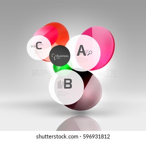 Circle geometric abstract background, colorful business or technology design for web on white with sample text
