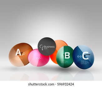 Circle geometric abstract background, colorful business or technology design for web on white with sample text