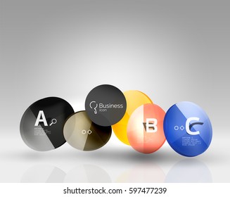Circle geometric abstract background, colorful business or technology design for web on white with sample text