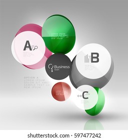 Circle geometric abstract background, colorful business or technology design for web on white with sample text