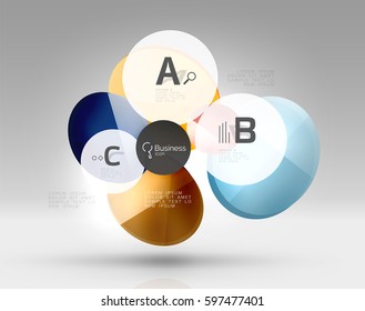 Circle geometric abstract background, colorful business or technology design for web on white with sample text