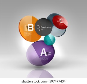 Circle geometric abstract background, colorful business or technology design for web on white with sample text