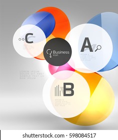 Circle geometric abstract background, colorful business or technology design for web on white with sample text