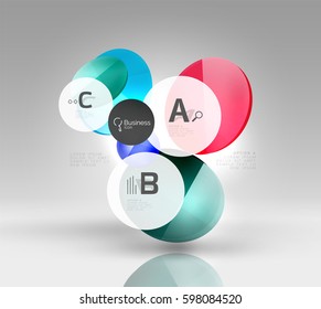 Circle geometric abstract background, colorful business or technology design for web on white with sample text