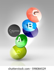 Circle geometric abstract background, colorful business or technology design for web on white with sample text