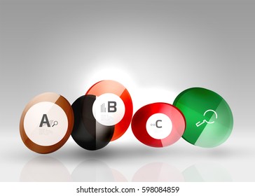 Circle geometric abstract background, colorful business or technology design for web on white with sample text