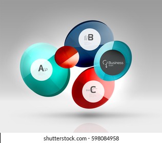 Circle geometric abstract background, colorful business or technology design for web on white with sample text
