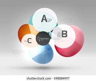 Circle geometric abstract background, colorful business or technology design for web on white with sample text
