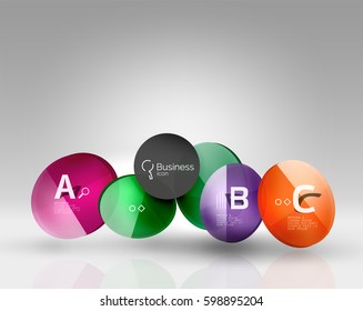 Circle geometric abstract background, colorful business or technology design for web on white with sample text