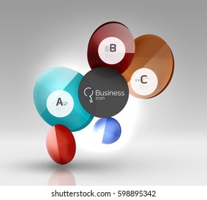 Circle geometric abstract background, colorful business or technology design for web on white with sample text
