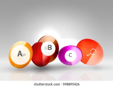 Circle geometric abstract background, colorful business or technology design for web on white with sample text