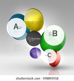 Circle geometric abstract background, colorful business or technology design for web on white with sample text