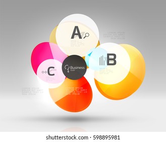 Circle geometric abstract background, colorful business or technology design for web on white with sample text