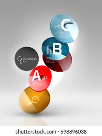 Circle geometric abstract background, colorful business or technology design for web on white with sample text
