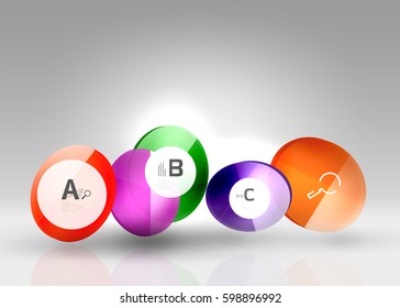 Fondo abstracto geométrico circular, diseño comercial o tecnológico colorido para web sobre blanco con texto de muestra