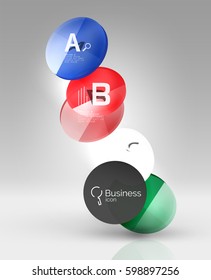 Circle geometric abstract background, colorful business or technology design for web on white with sample text