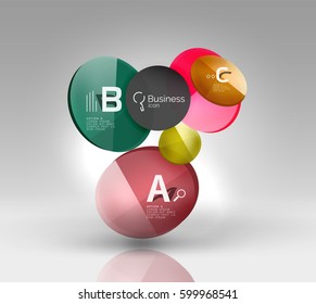 Circle geometric abstract background, colorful business or technology design for web on white with sample text