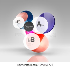 Circle geometric abstract background, colorful business or technology design for web on white with sample text