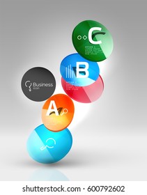 Circle geometric abstract background, colorful business or technology design for web on white with sample text