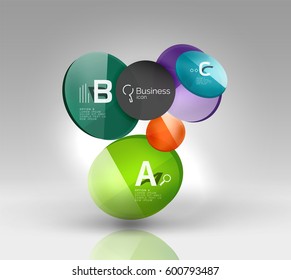 Circle geometric abstract background, colorful business or technology design for web on white with sample text