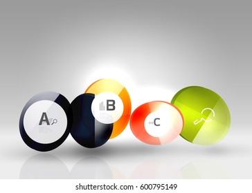 Circle geometric abstract background, colorful business or technology design for web on white with sample text