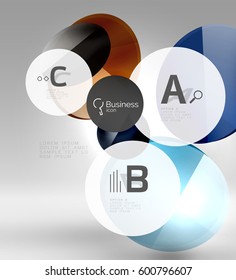 Circle geometric abstract background, colorful business or technology design for web on white with sample text