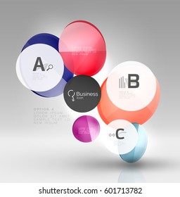 Circle geometric abstract background, colorful business or technology design for web on white with sample text