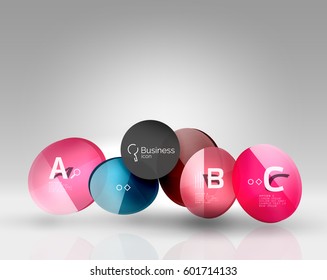 Circle geometric abstract background, colorful business or technology design for web on white with sample text