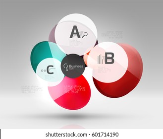 Circle geometric abstract background, colorful business or technology design for web on white with sample text