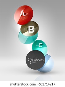 Circle geometric abstract background, colorful business or technology design for web on white with sample text