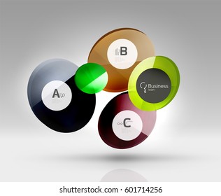 Circle geometric abstract background, colorful business or technology design for web on white with sample text