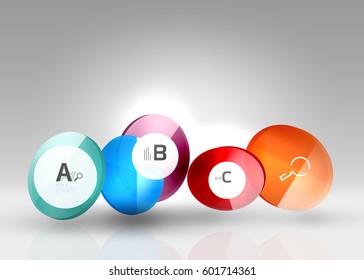 Circle geometric abstract background, colorful business or technology design for web on white with sample text