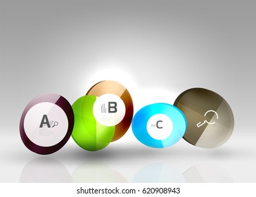 Circle geometric abstract background, colorful business or technology design for web on white with sample text