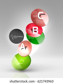 Fondo abstracto geométrico circular, diseño comercial o tecnológico colorido para web sobre blanco con texto de muestra
