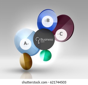 Circle geometric abstract background, colorful business or technology design for web on white with sample text