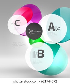 Circle geometric abstract background, colorful business or technology design for web on white with sample text