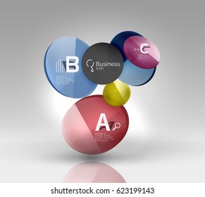 Fondo abstracto geométrico circular, diseño comercial o tecnológico colorido para web sobre blanco con texto de muestra